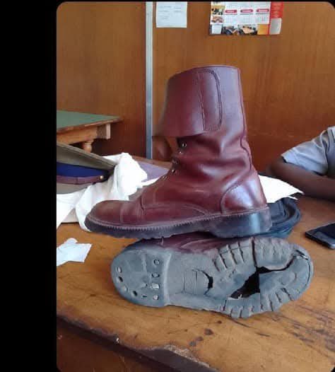 My son’s shoes                    Police officer’s shoes