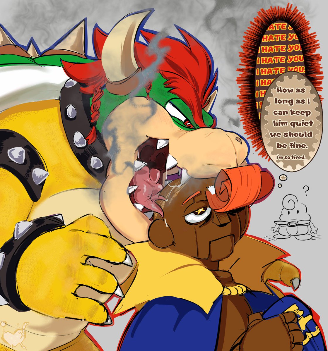 Keeping King Koopa from throwing his royal tantrums by letting him gnaw on wood #bowser #geno #mariorpg