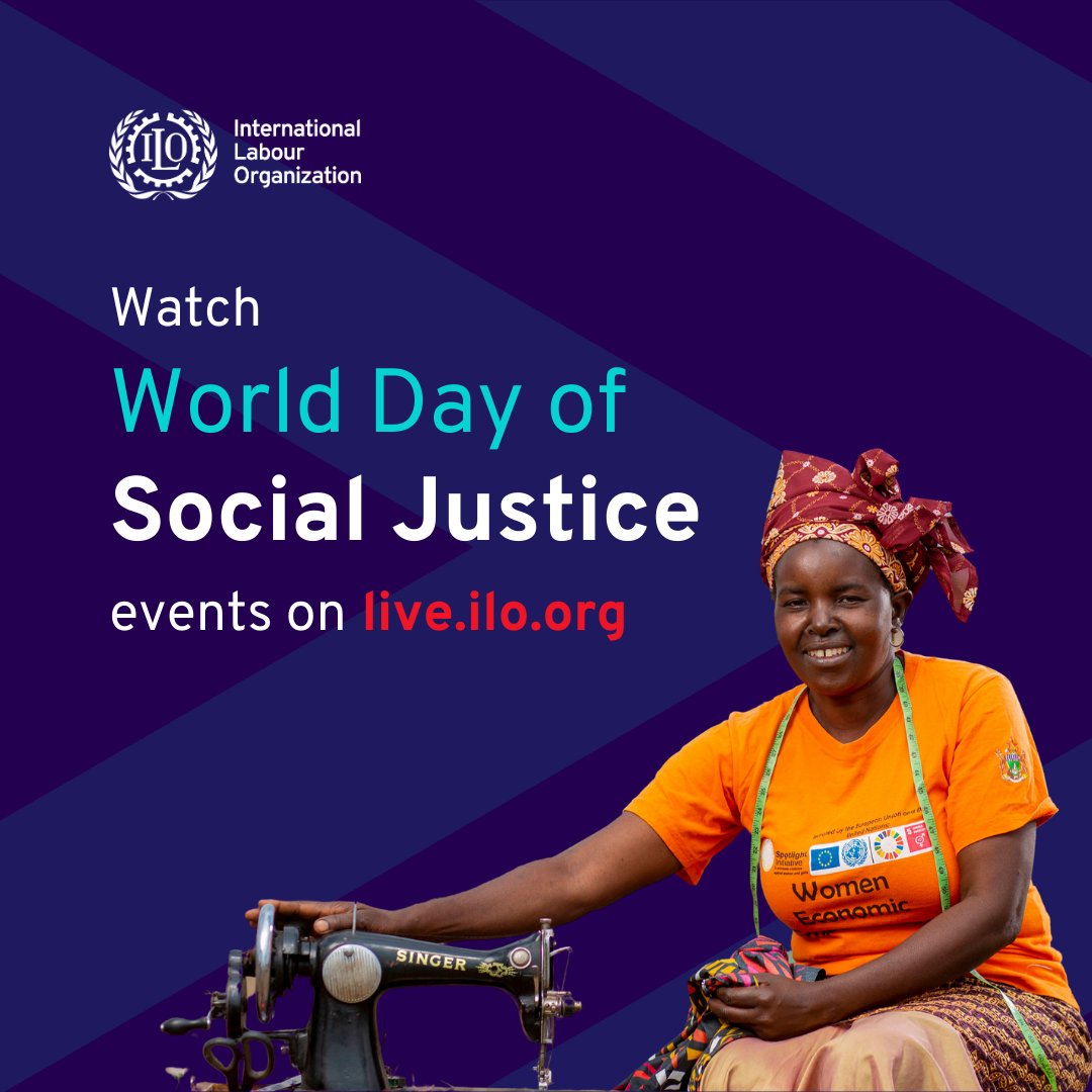 #SocialJusticeDay is a call to action.

On 20 Feb, join ILO’s five global events tackling:
✅ Social protection
✅ AI &amp; the future of work
✅ Decent jobs for all

📅 One day. Five key conversations.

👥Join us: ow.ly/glhK50UTYEP