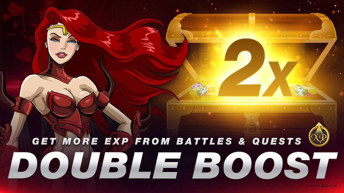 Happening now: 48 hour DOUBLE Experience boost on all servers in AdventureQuest Worlds! Log in each day for a new reward, boost, or other bonus. bit.ly/3DkZLsB
