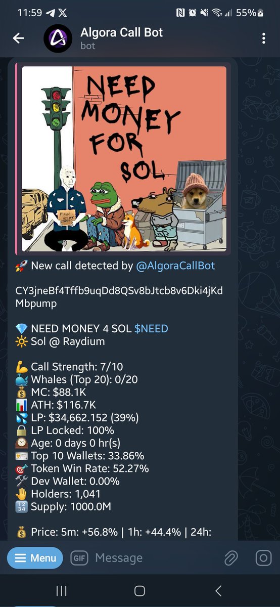 hummbudz's tweet image. Hit 2 2x&apos;s today with @AlgoraCallBot and in a 3rd that&apos;s running (Hurricane)

Can&apos;t ask for much more, especially in this $sol meme market rn. 

Still need to find some time to play w/ the filter settings, but you can adjust the MC &amp;amp; score ratings, etc.