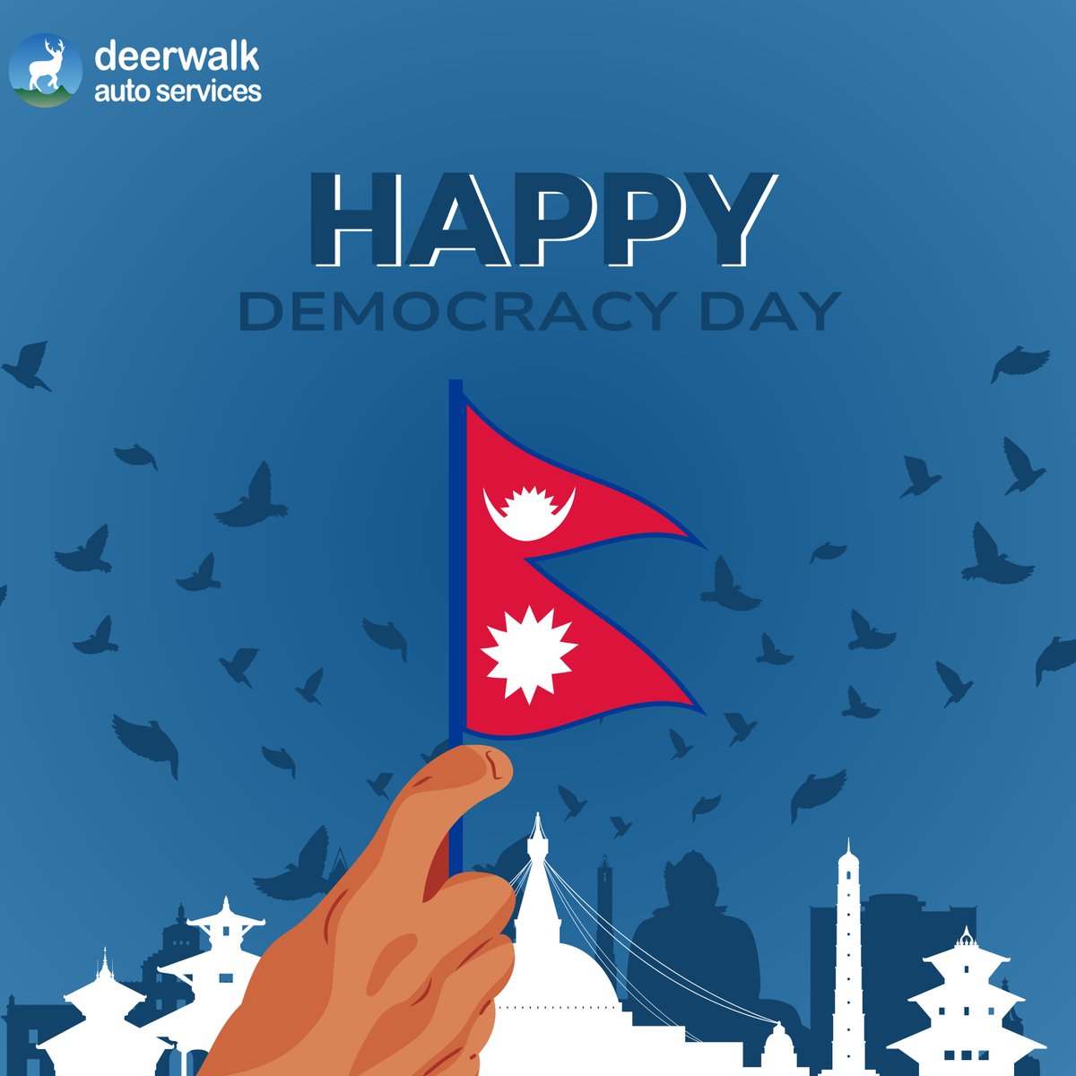 DeerwalkAuto's tweet photo. 𝗗𝗲𝗺𝗼𝗰𝗿𝗮𝗰𝘆 𝗗𝗮𝘆 

Democracy Day (Prajatantra Diwas) is a day that marks the triumph of the people's will, the end of autocracy. This occasion reminds us of the sacrifices that our people made for democracy.

#das #democracyday#prajatantradiwas  #freedomandunity https://t.co/8guMqEIiSw