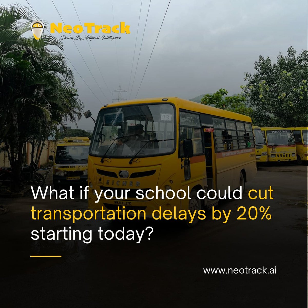 neotrackweb's tweet photo. Save time &amp; reduce stress with NeoTrack! 🚍✨ Schools cut transportation delays by 20% using AI-powered routes—ensuring on-time arrivals &amp; safer commutes.

Why wait? Upgrade your school’s transportation today! ⏳🚀 

#EdTech #Edchat #Learning #Teaching #Leadership #Elearning https://t.co/LcwzUTMI5x