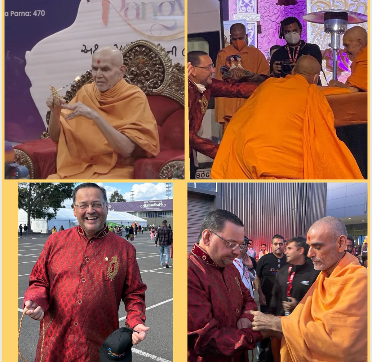 We are indeed so blessed to have <a href="/BAPS_PubAffairs/">BAPS Public Affairs</a> His Holiness Mahant Swami Maharaj here in Australia. We work in his inspiration to develop #AkshardamMelbourne 😊🙏🏽🛕Jai Swaminarayan