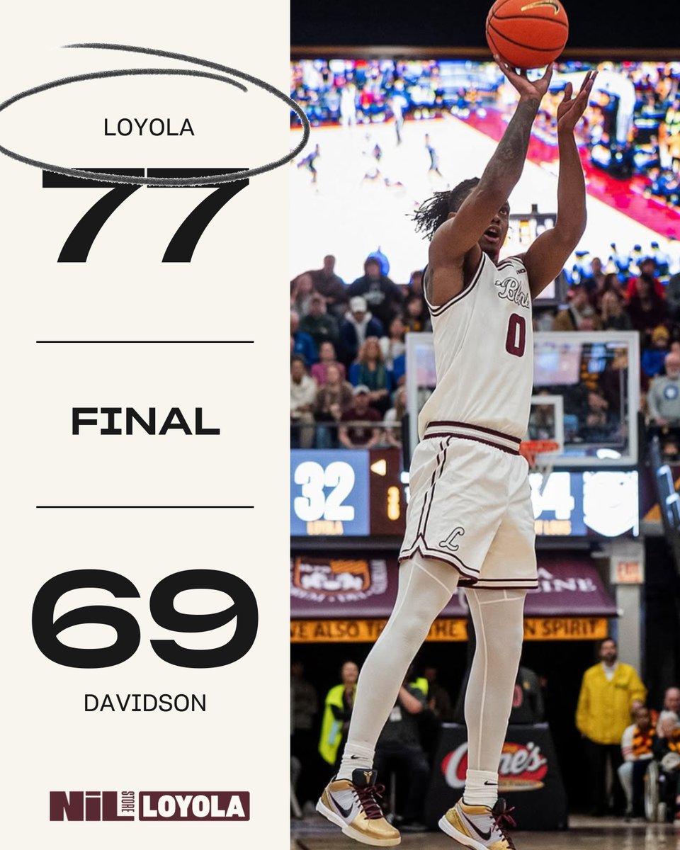 𝗟𝗢𝗬𝗢𝗟𝗔 𝟳𝟳, Davidson 69

Men’s basketball defeated Davidson on the road!

#RamblersWin #RoadDawgs