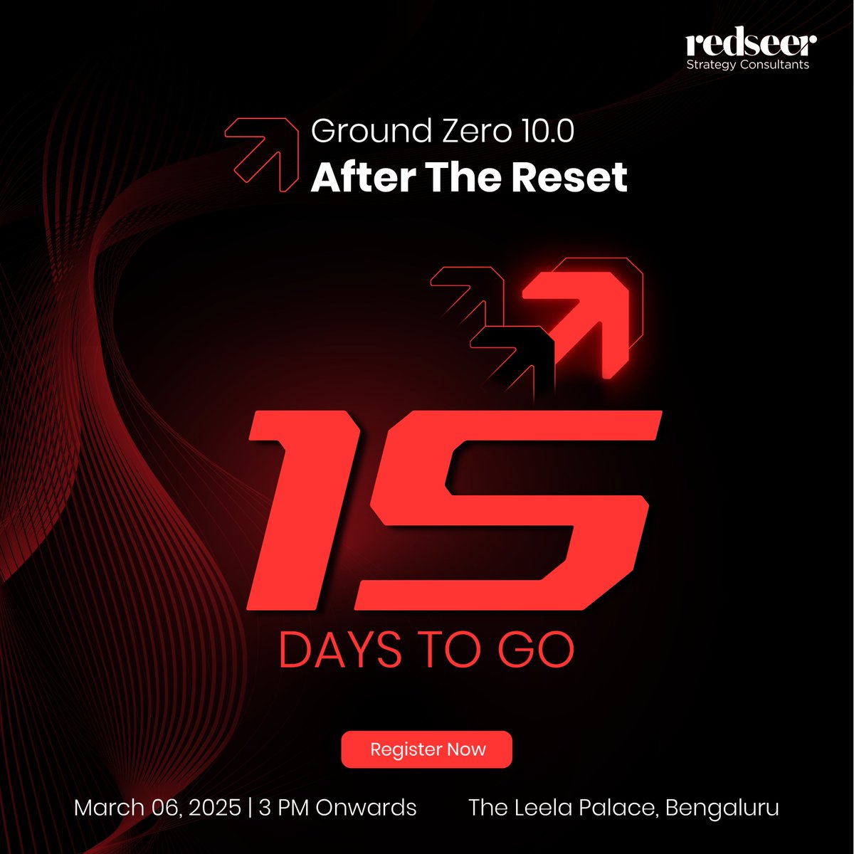 The countdown to Ground Zero 10.0 | After The Reset has begun!

Top leaders, bold ideas &amp; game-changing insights await. Will you be there?

📅 March 06, 3 PM Onwards  
🏨 The Leela Palace, Bengaluru 

Limited seats—Register now! - redseer.com/groundzero/reg…

#Groundzero10 #redseer
