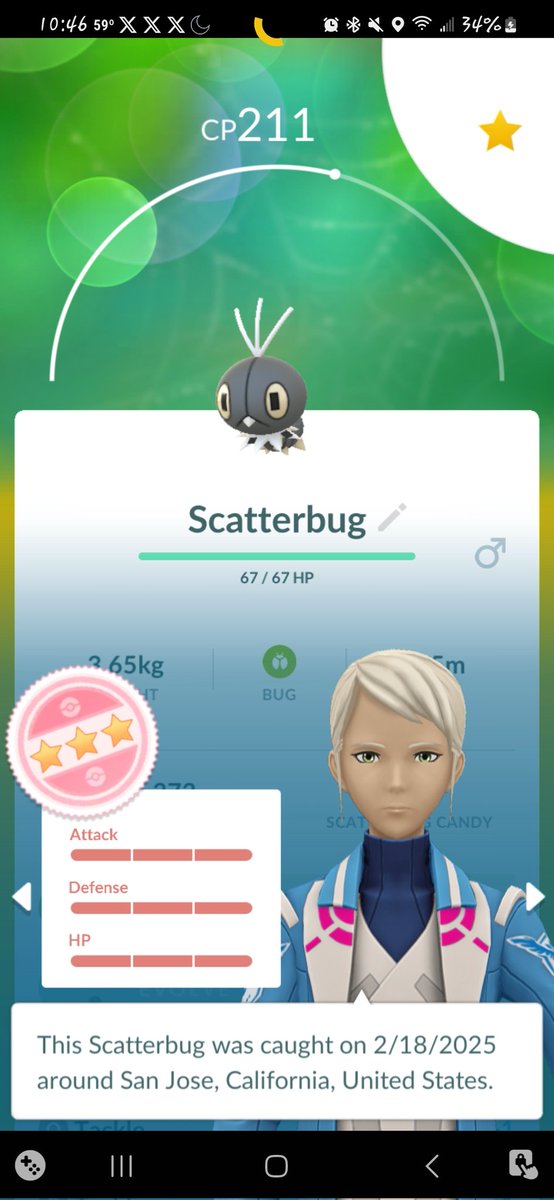 TheAlfaReaper6's tweet photo. WTFlippin Pancakes are the odds of this?! 😲😳
First encounter ever, and it's a hundo🤯 💯 
Well these goes all my luck for the rest of the year 😄
@thetrainerclubb @JT_Valor @AyyyLexaaa #Scatterbug #Pokemon #PokemonGo https://t.co/1vYEhWQtjZ