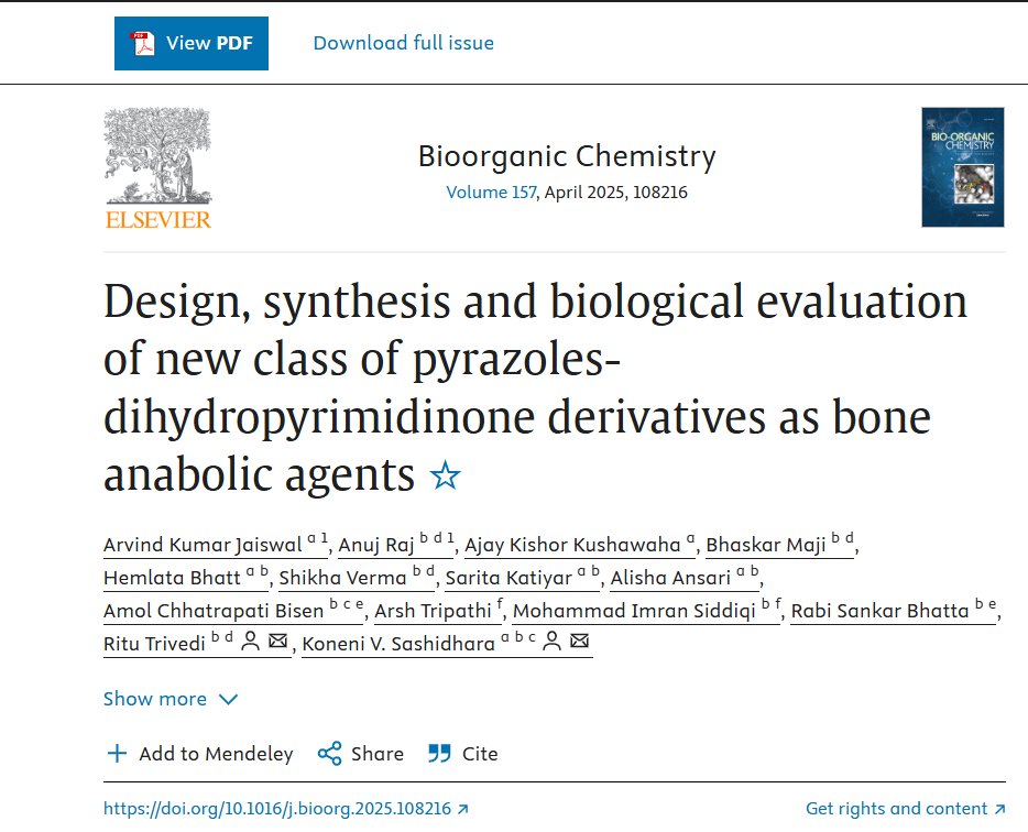 Congratulations to all authors on the publication of their latest research article in the Journal of Bioorganic Chemistry. 🥳💐 An incredible effort and a great contribution to the field. 👏👏

The link to the article is below: bit.ly/4k2detj