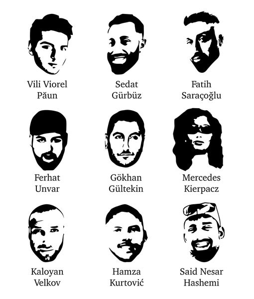 „Tot sind wir erst, wenn man uns vergisst.“ (Ferhat Unvar)
 
Wir klagen um
 
Fatih Saraçoğlu,
Ferhat Unvar,
Gökhan Gültekin,
Hamza Kurtović,
Kaloyan Velkov,
Mercedes Kierpacz,
Said Nesar Hashemi,
Sedat Gürbüz,
Vili Viorel Păun.