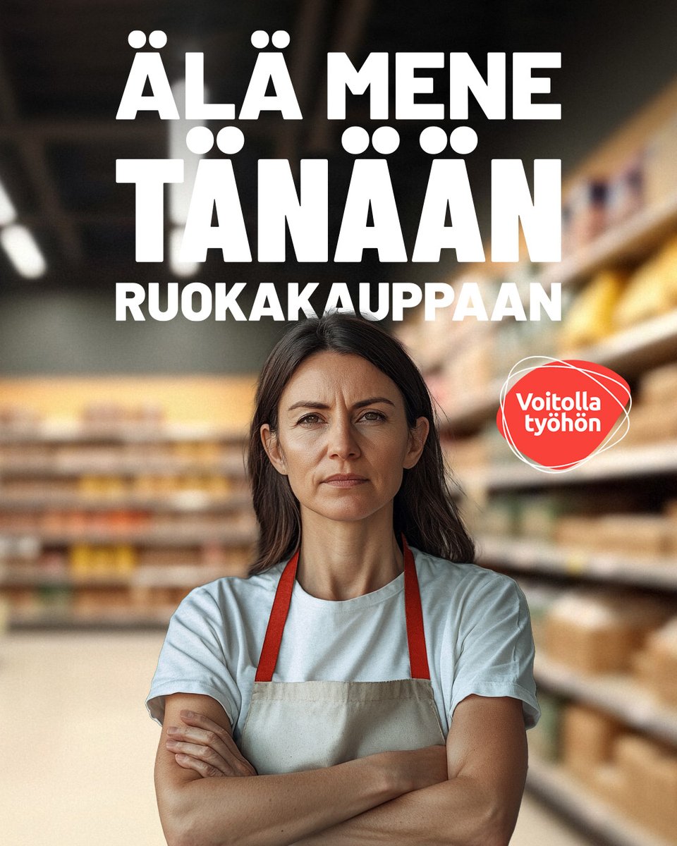 Auta myyjiä saamaan palkankorotus! Kaupan alalla on lakko. Sen tavoitteena on saada myyjille riittävä palkankorotus. Voit tukea työntekijöitä jättämällä kauppareissun tänään väliin. Kiitos tuestasi ❤️

#VoitollaTyöhön 
<a href="/pamliitto/">Palvelualojen ammattiliitto PAM ry</a> 

Lue lisää sak.fi/lakko?utm_sour…