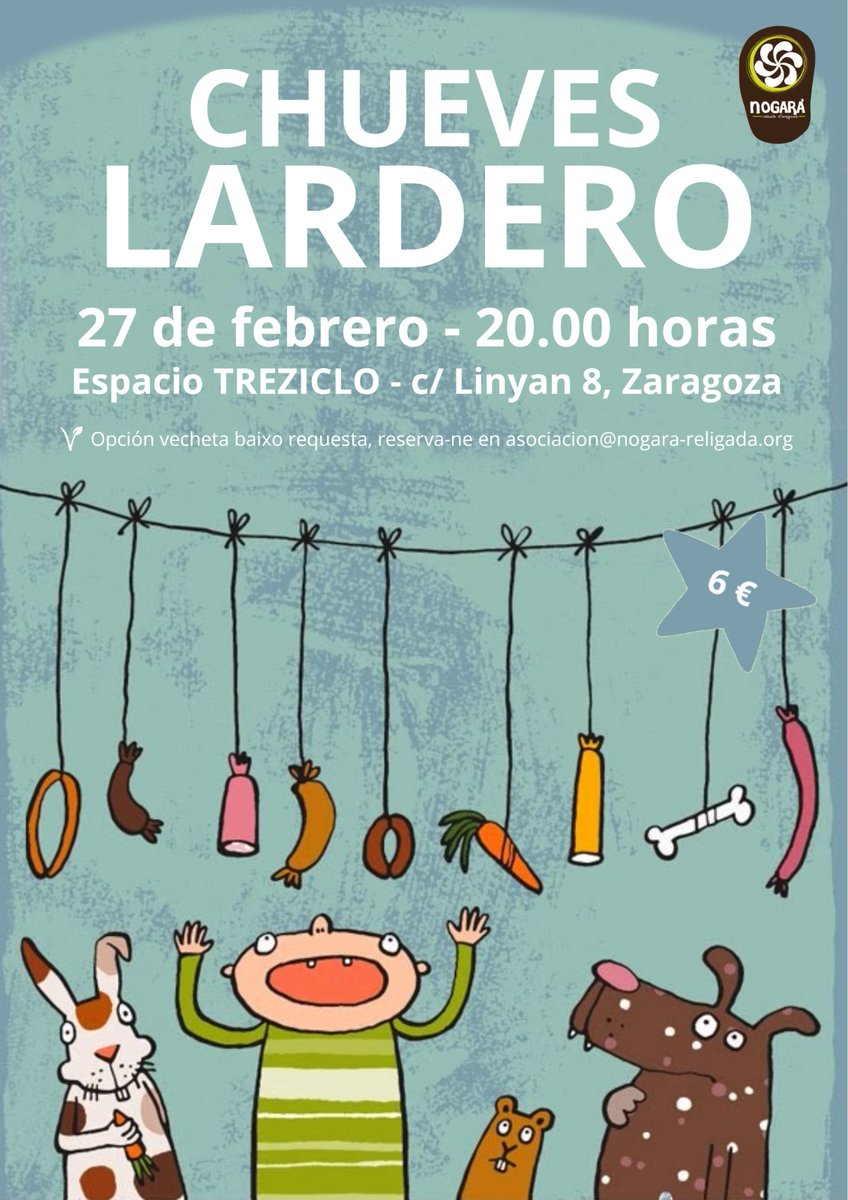 🥘 Este #ChuevesLardero no te lo puedes perder en #Nogara!
🍲 Como toz os anyos, organizaremos buena lifara pa poder ir-ie con a tuya familia, amigos u companyers d'escuela, y poder fer unos buenos charrazos en #aragonés entre que minchamos bel mueso de longaniza y uegos!🍳