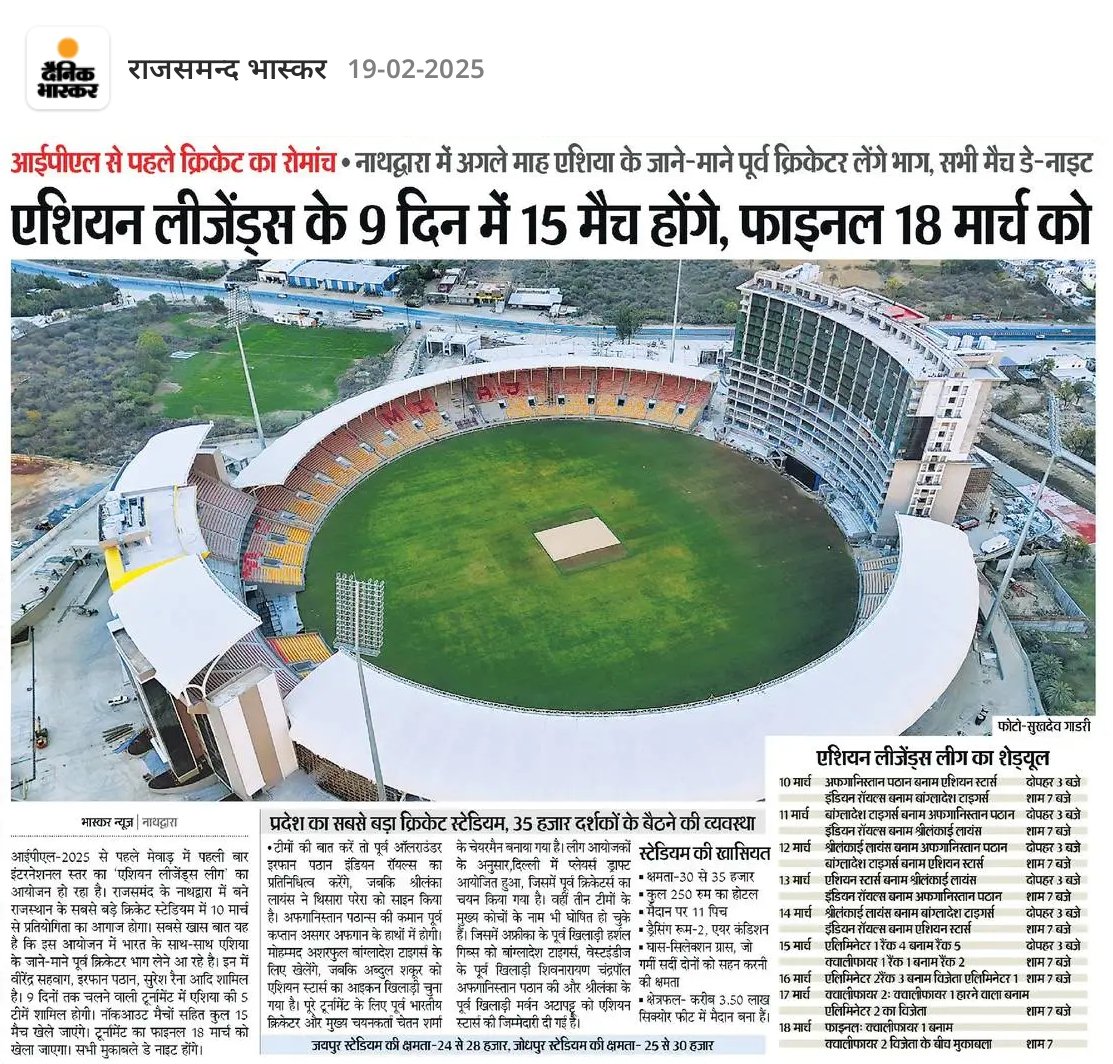 PhotoSukdev's tweet photo. आईपीएल से पहले क्रिकेट का रोमांच नाथद्वारा में अगले माह एशिया के जाने-माने पूर्व क्रिकेटर लेंगे भाग । फोटो। सुखदेव गाडरी 

#highlights2025 #nathdwara #cricketlovers #newpost @Ajay_Rawat20 @MahendraDBJ https://t.co/Buk9BXktiB