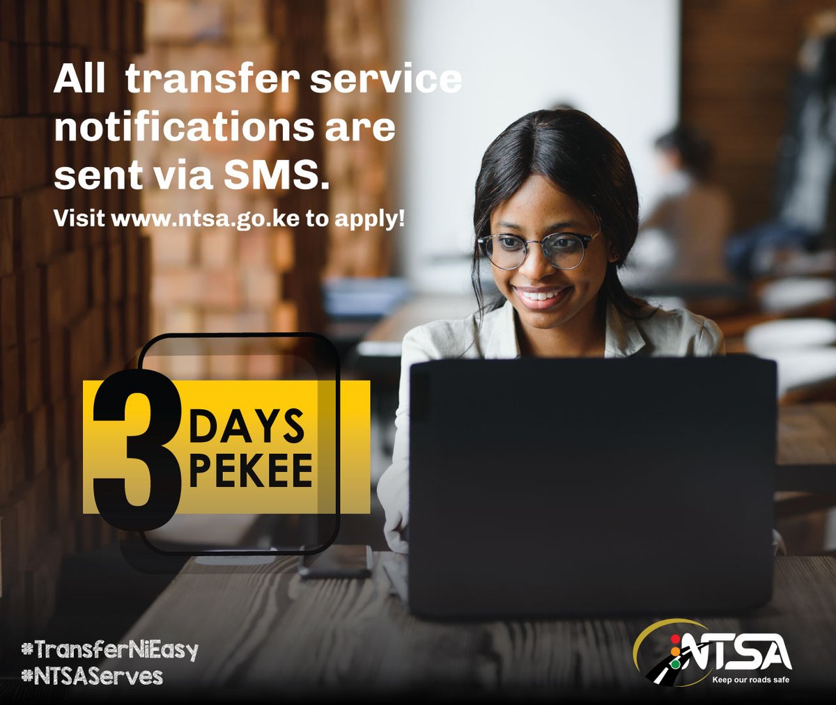 ntsa_kenya's tweet photo. Stay informed. All motor vehicle transfer notifications are sent via SMS. #TransferNiEasy #3dayspekee #ntsaserves https://t.co/4yhhl4eCAf
