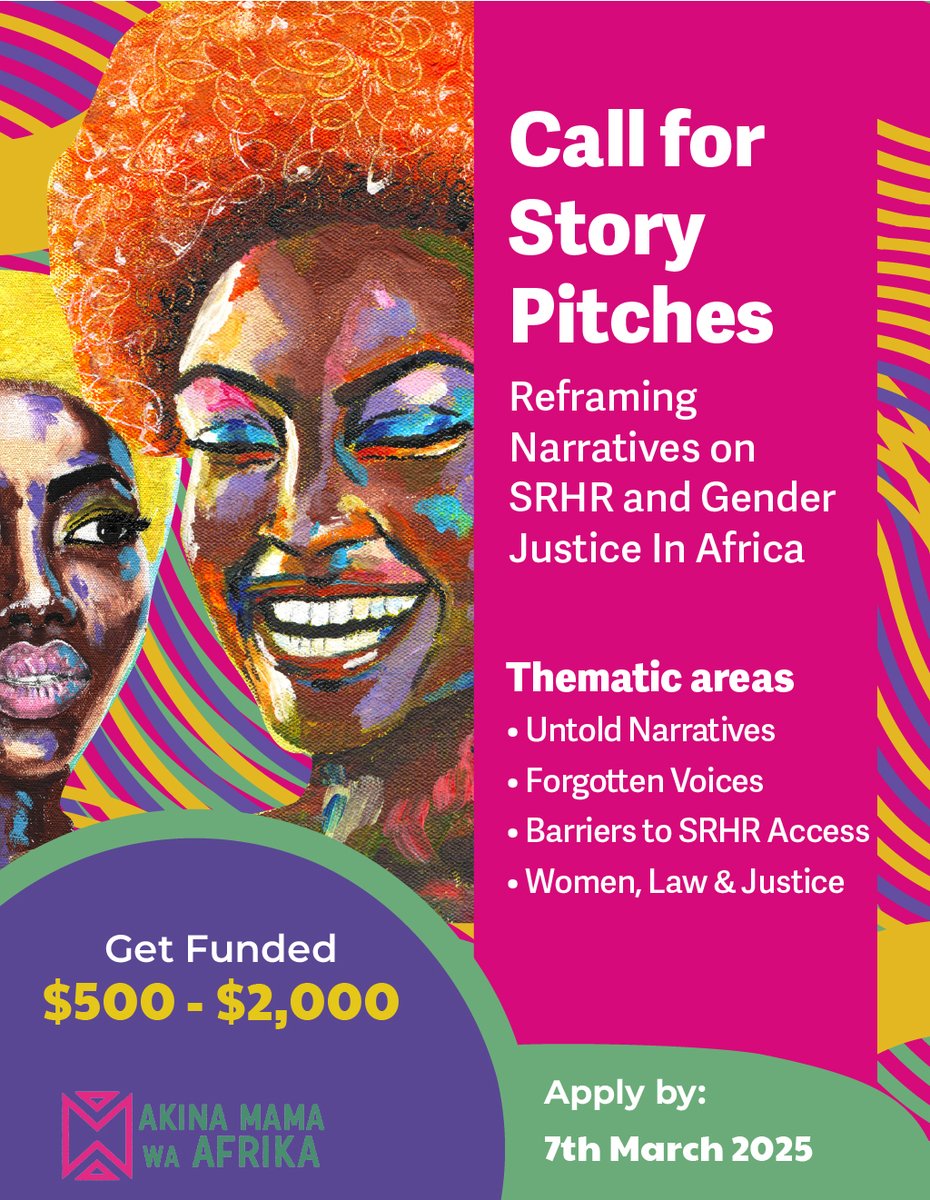 To Be Loved is to Be Seen and Heard: Who is Invisible in the SRHR and Gender Justice Conversation?  Calling all African storytellers! Send us your stories in any format—blog, podcast, video, art, or more. Let’s amplify the voices that need to be heard!
📅 Deadline:March 7th 2025