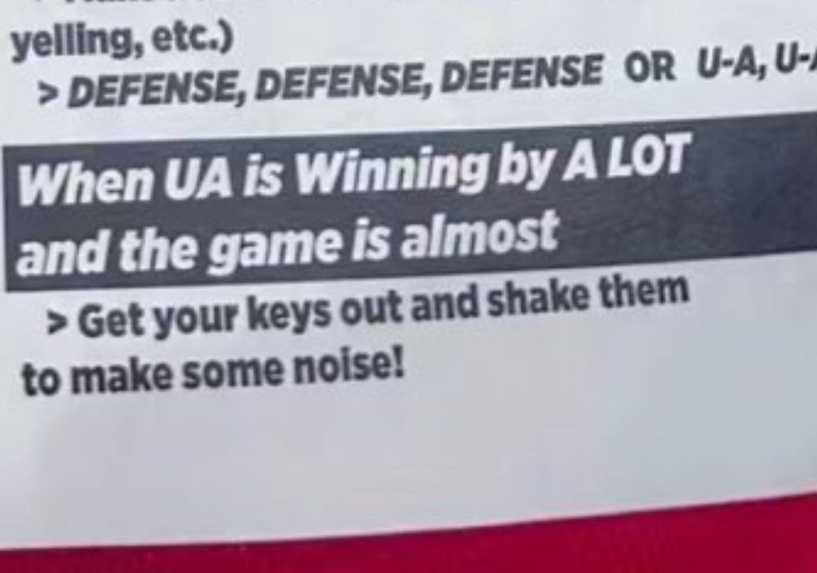 Not only did UA have to refresh their fans ab who is on the team but also so blindly confident in the players they dont know to preemptively come up with a chant they couldnt do.Maybe focus on playing an oz of d. launching threes and playing little to no D is a horrible gameplan.