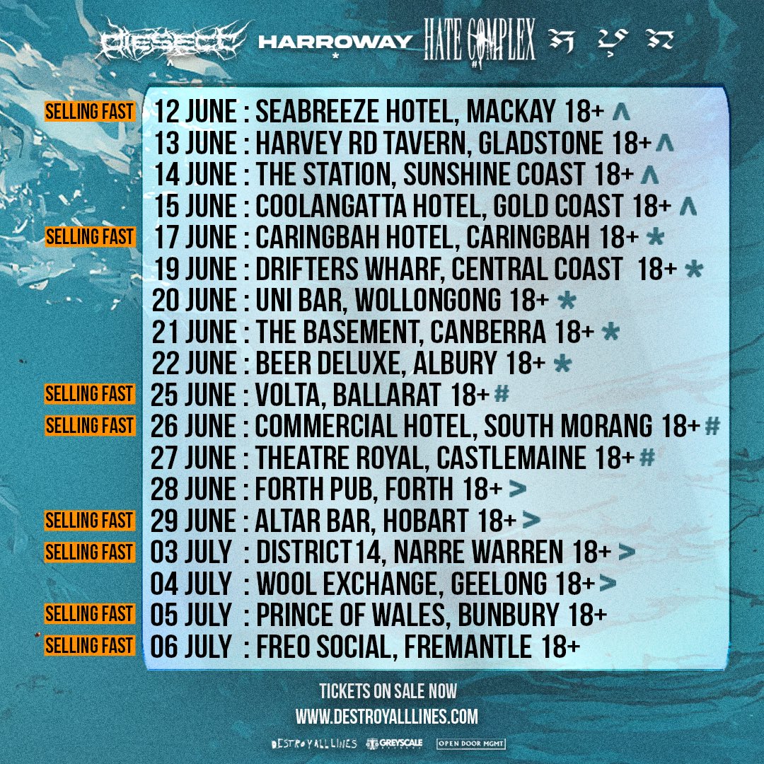 🦘’Straya
A week in and tickets are selling FAST
Some of these dates will sell out soon
Make sure you grab 🎫 for you and mates before it’s too late

Tickets: daltours.cc/MakeThemSuffer