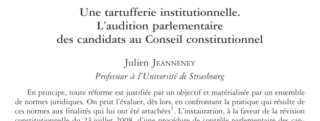 Pierre Januel (@pjanuel) on Twitter photo C'est le bon jour pour relire cet article de <a href="/JulienJeanneney/">Julien Jeanneney</a> "Une tartufferie institutionnelle. L'audition parlementaire des candidats au Conseil constitutionnel"
julienjeanneney.fr/uploads/1/2/0/… C'est le bon jour pour relire cet article de <a href="/JulienJeanneney/">Julien Jeanneney</a> "Une tartufferie institutionnelle. L'audition parlementaire des candidats au Conseil constitutionnel"
julienjeanneney.fr/uploads/1/2/0/…