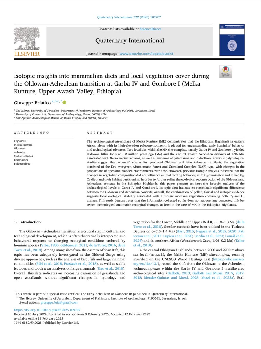 Giutter3's tweet image. The Oldowan-Acheulean ecological contexts of MK
🌍👨🏻🔬🦛🦓🐃🦷🌱
Link: kwnsfk27.r.eu-west-1.awstrack.me/L0/https:%2F%2…
