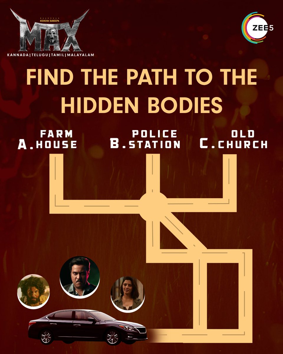 ZEE5 Kannada (@zee5kannada) on Twitter photo How well is the secret hidden?
Where are the missing bodies?
A, B or C? Comment
<a href="/KicchaSudeep/">Kichcha Sudeepa</a> <a href="/theVcreations/">Kalaippuli S Thanu</a> <a href="/Kichchacreatiin/">Kichcha Creatiions</a> <a href="/vijaykartikeyaa/">VIJAY kartikeyaa</a> <a href="/AJANEESHB/">B AJANEESH LOKNATH</a> <a href="/shekarchandra71/">cahndrashekhara D</a> <a href="/ganeshbaabu21/">Ganeshbaabu</a> <a href="/shivakumarart/">shivakumar</a> <a href="/dhilipaction/">Dhilip Subbarayan</a> <a href="/kevinkumarrrr/">Kevin Kumar</a> <a href="/ChethanDsouza/">Chethan Dsouza</a> <a href="/shobimaster/">Shobi Paulraj</a> <a href="/saregamasouth/">Saregama South</a> How well is the secret hidden?
Where are the missing bodies?
A, B or C? Comment
<a href="/KicchaSudeep/">Kichcha Sudeepa</a> <a href="/theVcreations/">Kalaippuli S Thanu</a> <a href="/Kichchacreatiin/">Kichcha Creatiions</a> <a href="/vijaykartikeyaa/">VIJAY kartikeyaa</a> <a href="/AJANEESHB/">B AJANEESH LOKNATH</a> <a href="/shekarchandra71/">cahndrashekhara D</a> <a href="/ganeshbaabu21/">Ganeshbaabu</a> <a href="/shivakumarart/">shivakumar</a> <a href="/dhilipaction/">Dhilip Subbarayan</a> <a href="/kevinkumarrrr/">Kevin Kumar</a> <a href="/ChethanDsouza/">Chethan Dsouza</a> <a href="/shobimaster/">Shobi Paulraj</a> <a href="/saregamasouth/">Saregama South</a>