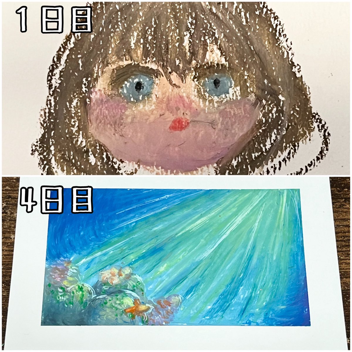 gohanmarumaru's tweet image. オイルパステルまだ初めて数日ですが自分用にまとめました。
質感が出て楽しいです。
ごりごり🦍

#イラストメイキング　#クレヨンアート　#オイルパステル #イラスト好きさんと繋がりたい