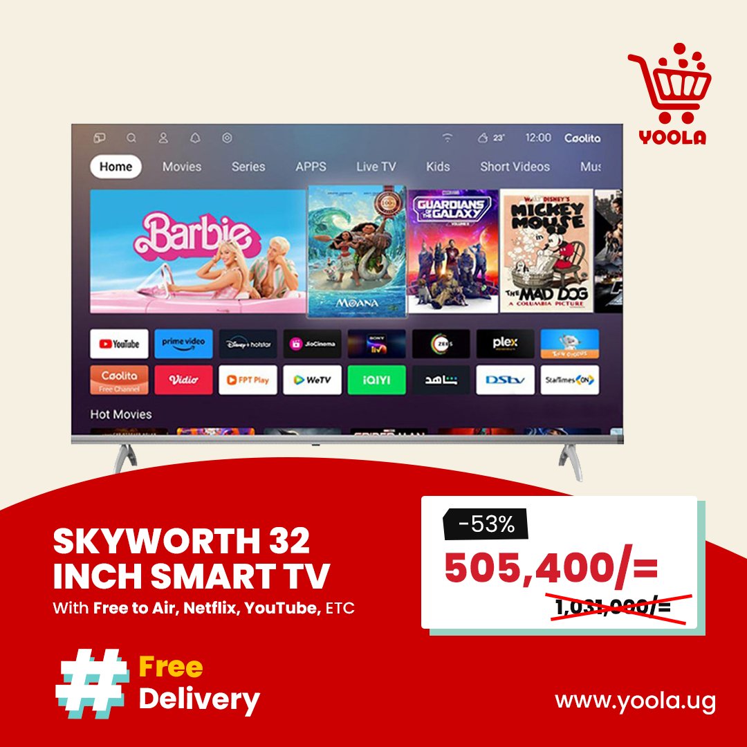 Yoola_UG's tweet image. 🎉 Kampala campus squad, upgrade your Netflix nights with the Skyworth 32 Inch Smart TV from Yoola! No more tiny screens or busted DVD players. Dive into clarity &amp;amp; comfort. BUY NOW: rfr.bz/tbfc5bd 📺🔥 #StreamInStyle #YoolaUG #SmartTVDeals