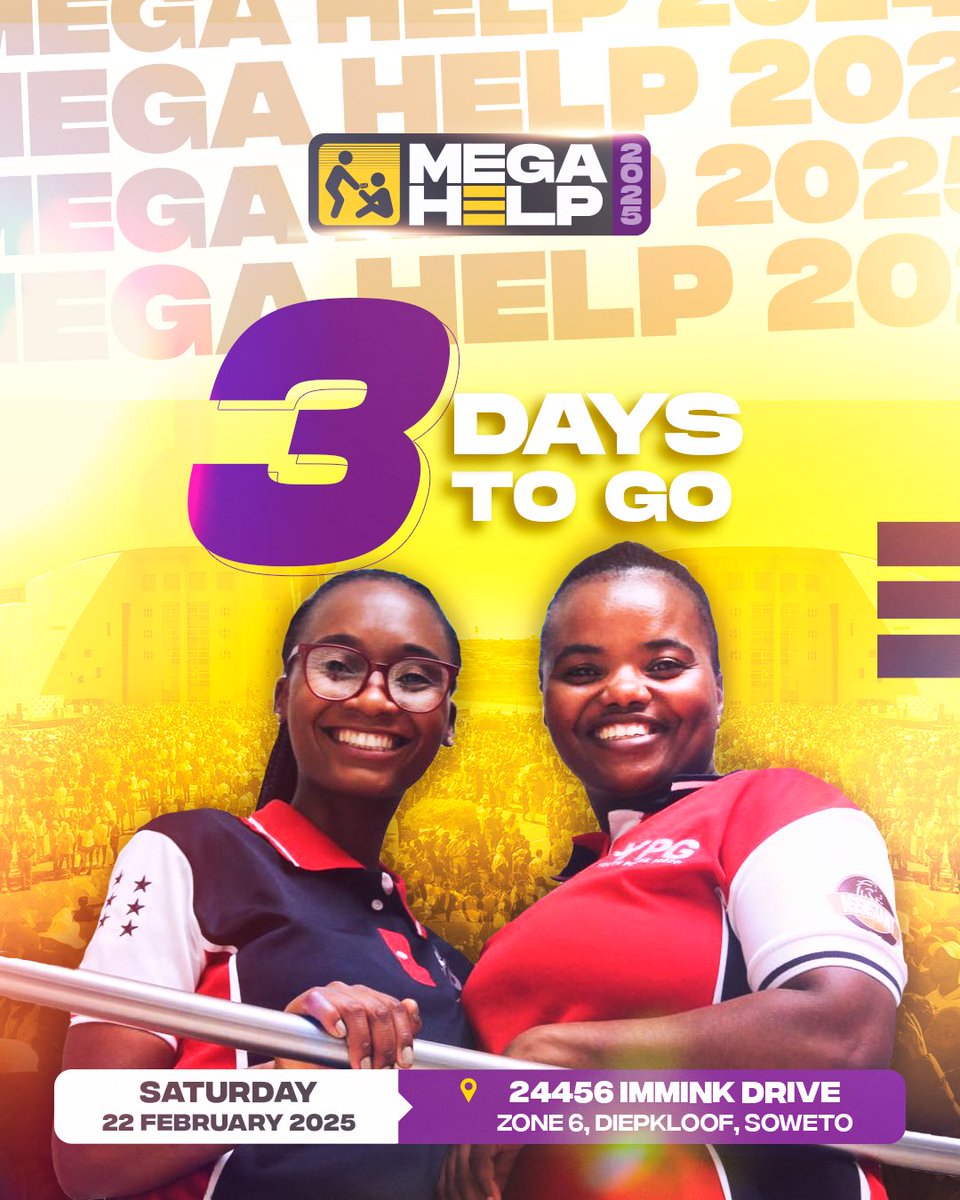 vygsa_official's tweet image. 3️⃣… 2️⃣… 1️⃣…and it will be the Mega Help Event😎

#VYGSA #VYG #MegaHelpEvent #MH25 #MegaHelp2025 #Countdown #SouthAfrica #Mzansi