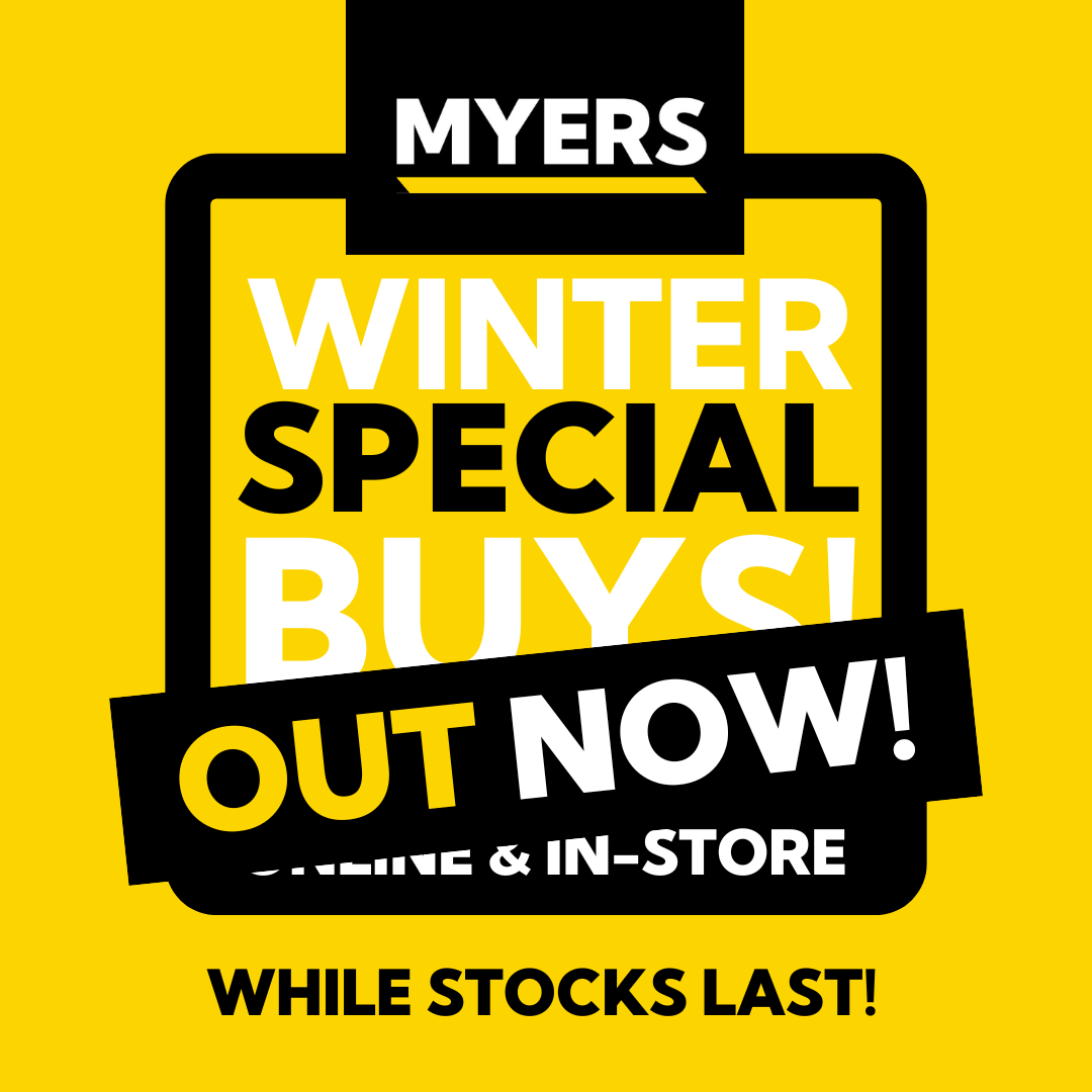 🎉❄️ MBTS WINTER Special Buys are here! 🛍️✨ All available now online and in your local Myers branch! Don't miss out on these fantastic deals this season! 🥳 #MBTSWinter #SpecialBuys #MyersDeals #WinterSale #ShopNow