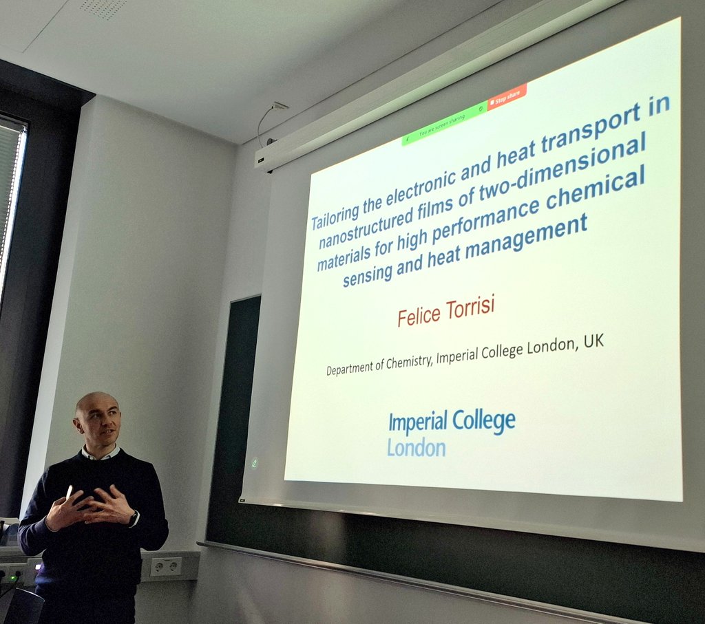 Bernhard C. Bayer (@nanobayer) on Twitter photo Very happy to have hosted impressive seminar by Felice Torrisi <a href="/imperialcollege/">Imperial College London</a> <a href="/impchemistry/">Imperial Chemistry</a> <a href="/uni_ct/">Università Catania</a>: Tailoring electronic and heat transport in nanostructured films of two-dimensional materials for high performance chemical sensing and heat management 👍 <a href="/tu_wien/">TU Wien</a> <a href="/chemistry_tuw/">Faculty of Technical Chemistry, TU Wien</a> Very happy to have hosted impressive seminar by Felice Torrisi <a href="/imperialcollege/">Imperial College London</a> <a href="/impchemistry/">Imperial Chemistry</a> <a href="/uni_ct/">Università Catania</a>: Tailoring electronic and heat transport in nanostructured films of two-dimensional materials for high performance chemical sensing and heat management 👍 <a href="/tu_wien/">TU Wien</a> <a href="/chemistry_tuw/">Faculty of Technical Chemistry, TU Wien</a>