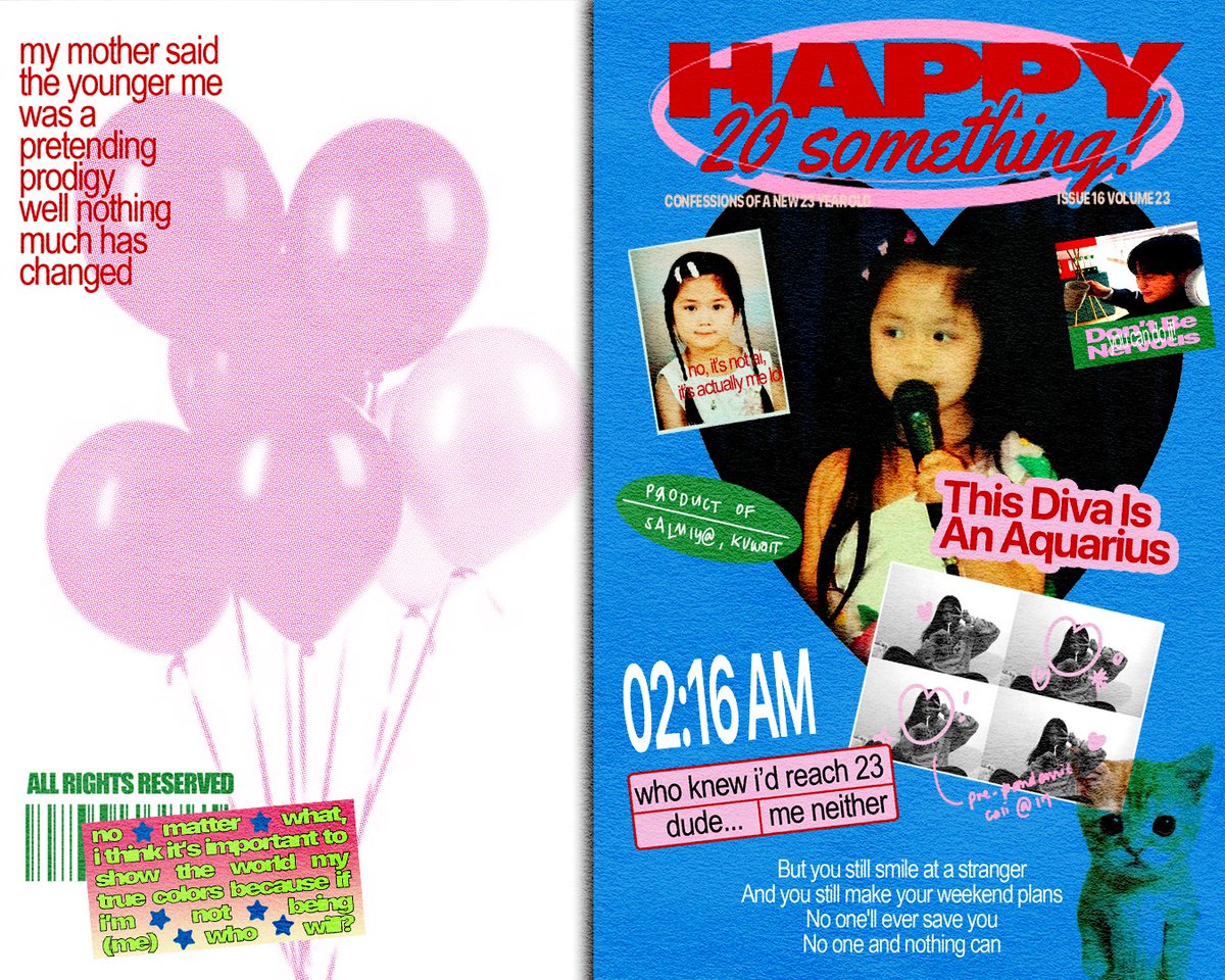 raincheckmuna's tweet image. remembered i have free will to make my own birthday zine 🍰🎈