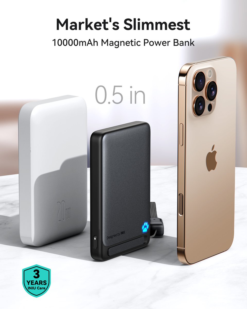 iniuofficial's tweet photo. JUST 0.5 INCH!!!

INIU P73 Market's slimmest 10,000mAh Magnetic Powerbank.
#powerbank #iniu #pick #slim #color #tech https://t.co/8sQPUlyjey