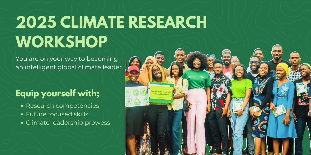 opportunitiesfy's tweet photo. π 2025 EcoSciGen Climate Research Workshop β Fully funded 6-month training for young African scholars! Gain research skills, climate knowledge & mentorship.
π
Deadline: Feb 28, 2025
π Apply now:https://t.co/alTcV3e5Lf
#ClimateResearch #EcoSciGen #FullyFunded https://t.co/YYKRRuXERW