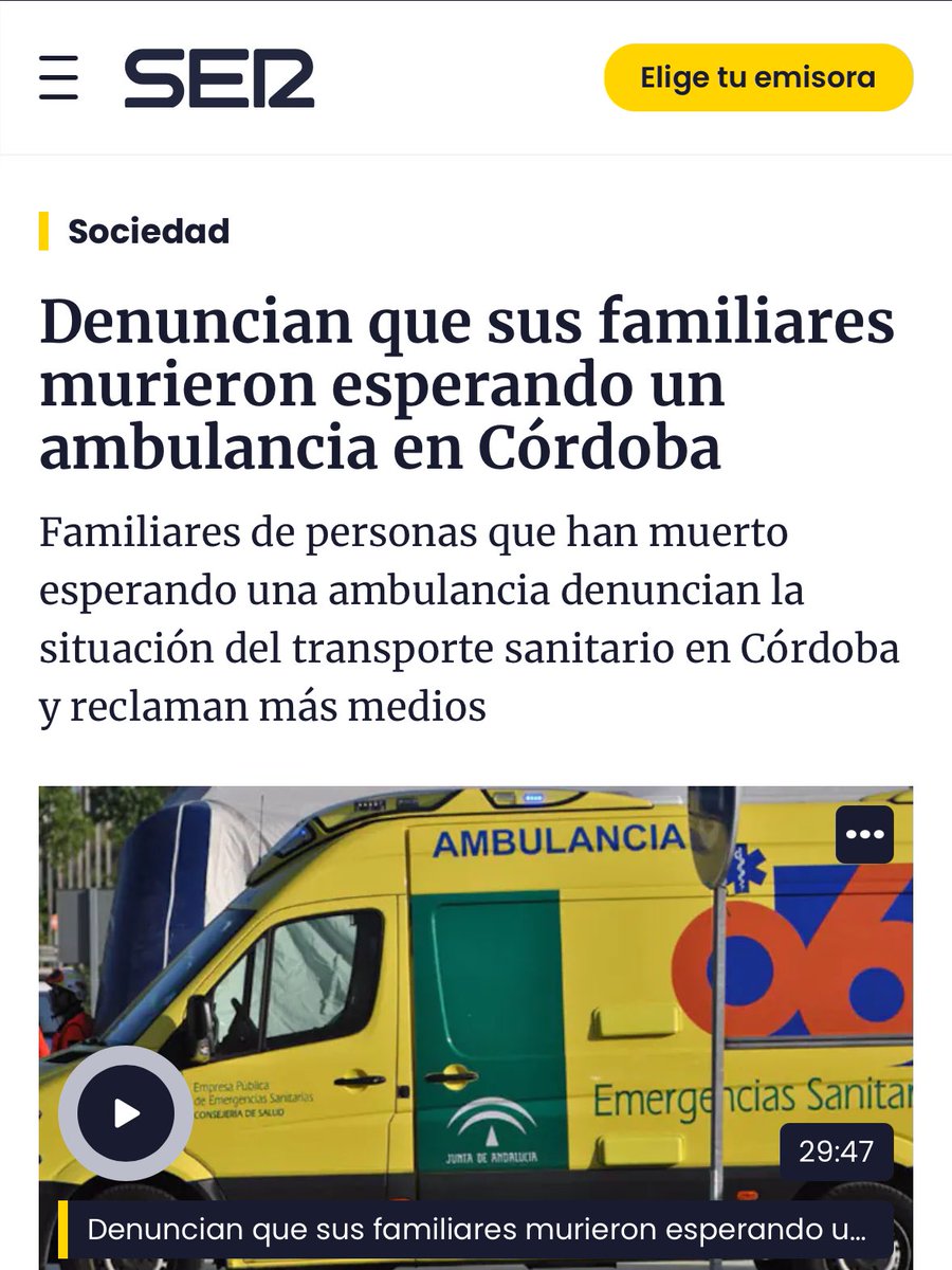 mangelesprieto's tweet photo. “Nunca piensas que cuando llamas a una ambulancia va a tardar horas”

❓Qué más tiene que pasar para q Moreno Bonilla y @saludand SOLUCIONEN este GRAVE Y CONTINUO problema? https://t.co/wkBzrllBEt
