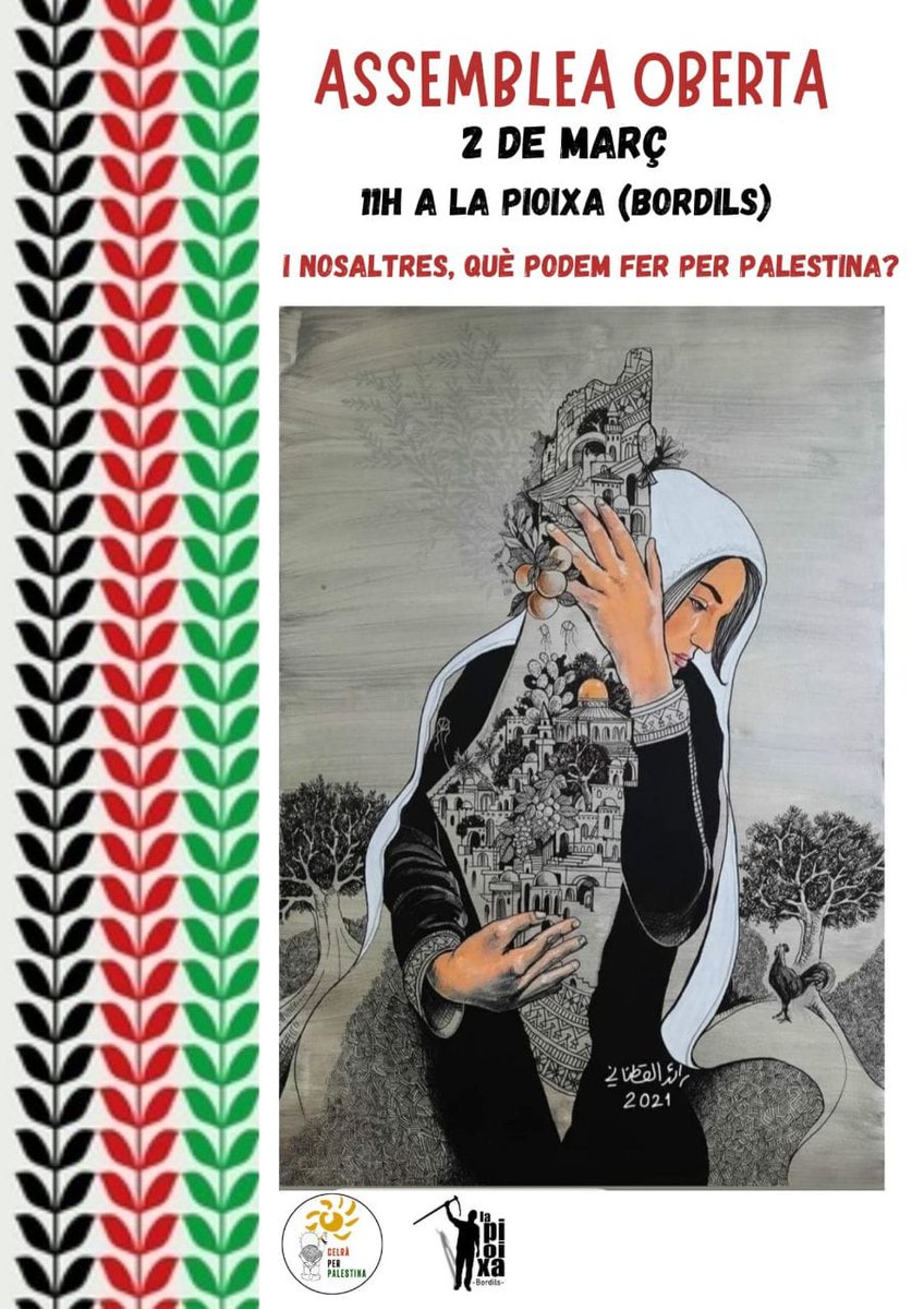La Pioixa i Celrà per Palestina us conviden a participar en l'assemblea oberta per parlar sobre quines accions es poden emprendre des de la Llera del Ter en solidaritat amb Palestina. 

📍Diumenge 2 de març a les 12h a La Pioixa 

Us hi esperem!