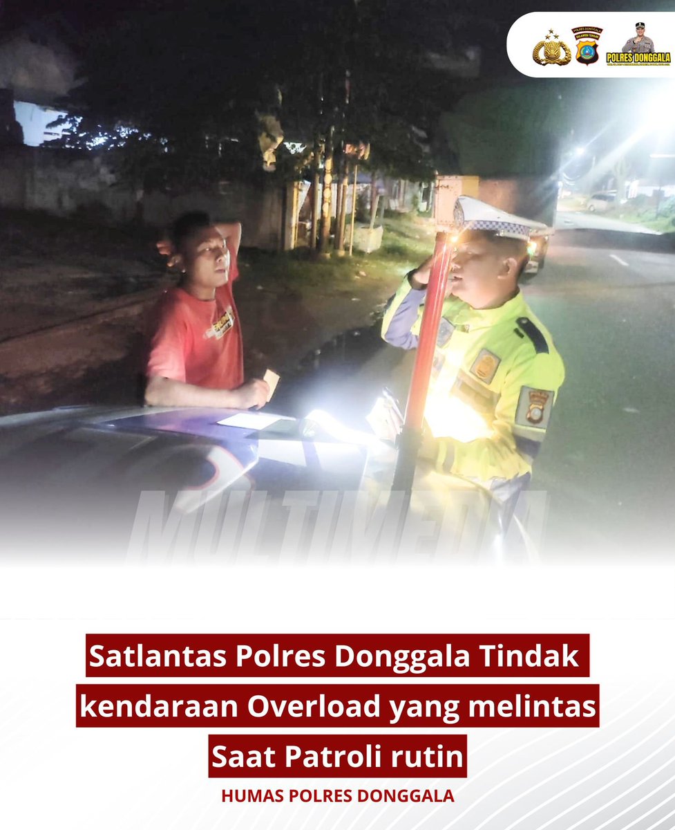 PolresDonggala's tweet photo. Satlantas Polres Donggala Tindak kendaraan Overload yang melintas Saat Patroli rutin.
.
https://t.co/OoIzWa5VlK

@DivHumas_Polri
@humaspolsulteng
@PolantasID

#opskeselamatan2025 #stopodol #humaspolresdonggala #satlantaspolresdonggala  #polantasindonesia https://t.co/0uhIRqXfQm