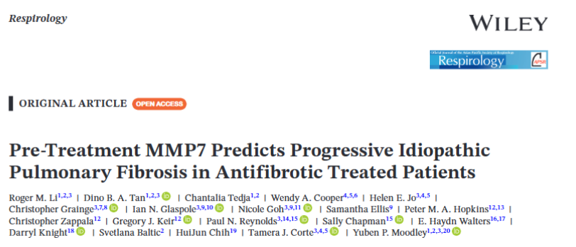 RespirologyAPSR's tweet photo. 🌏Respirology
Pre-Treatment #MMP7 Predicts Progressive #IdiopathicPulmonaryFibrosis in Antifibrotic Treated Patients
https://t.co/2WhY0a0UNE https://t.co/ZICX7a8qLo