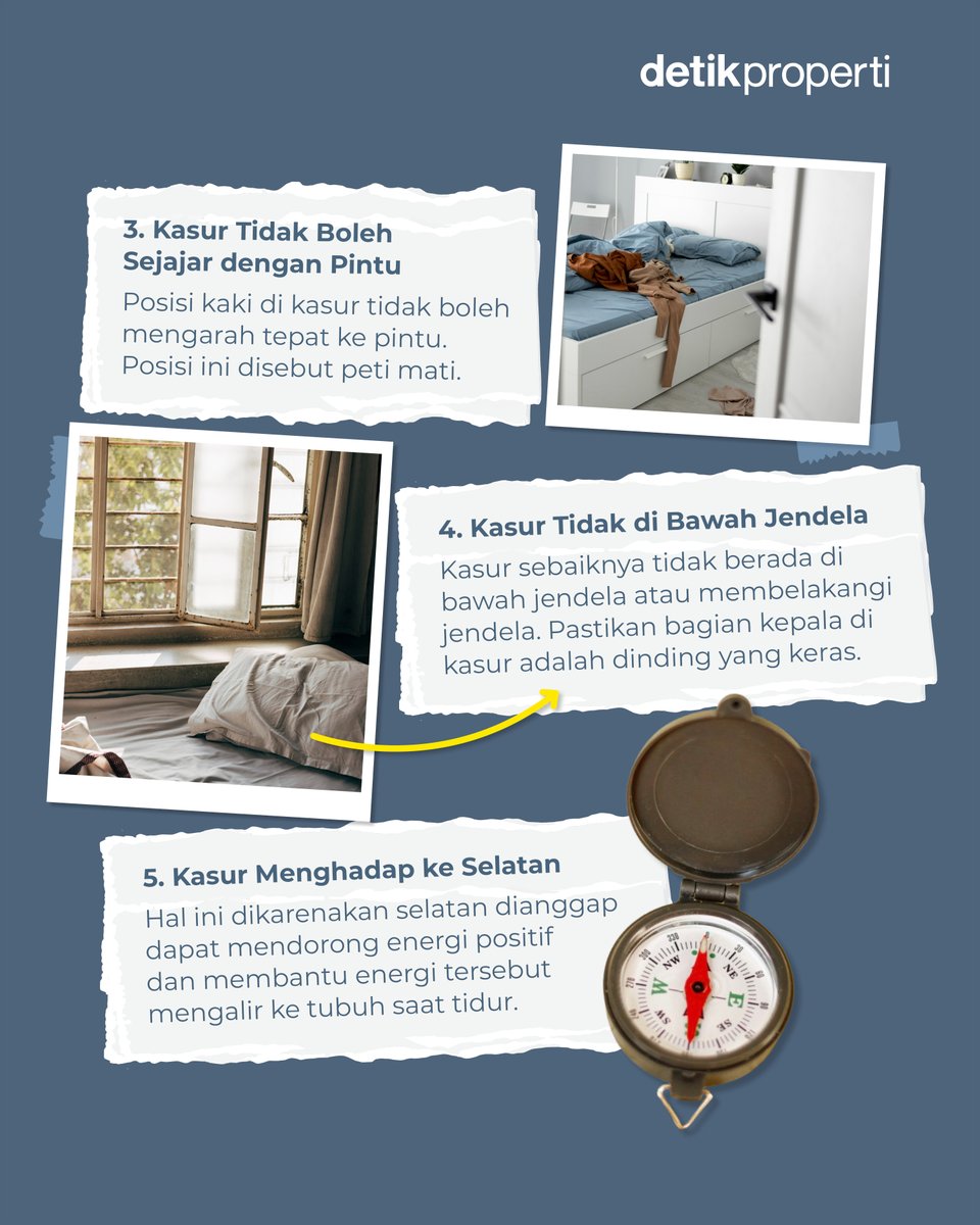 detik_properti's tweet photo. Dalam feng shui posisi kasur ternyata menentukan keberuntungan seseorang. Ada posisi tertentu yang disebut lebih dan tidak baik penempatannya. Berikut posisi kasur yang disarankan dalam feng shui.

Kalau posisi kasur di rumah kamu gimana? Yuk tulis komentar di bawah! https://t.co/YxuG2Z9oRK
