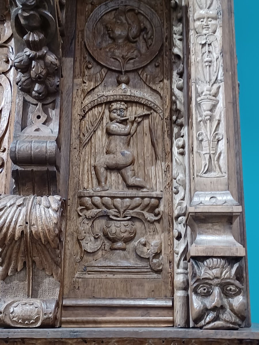 Carved panels 1522 - 18th century 'collected' by George Templer to create a fire surround for his house at Sandford Orleigh. Now conserved and displayed in #NewtonAbbot #Museum at Newton Place #Devon #Woodensday