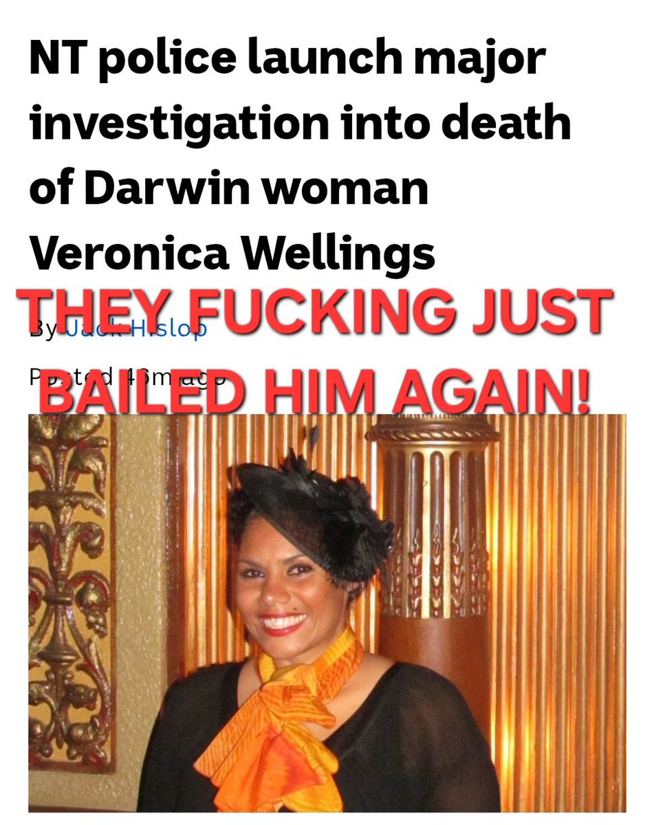 CW: Contains the image and name of an Aboriginal woman lost to suspected domestic violence.

The man arrested over the death of Veronica Wellings has just been bailed ... again. He was already on bail for breaching a DVO and other offences. Now he is free again. AGAIN. 
His