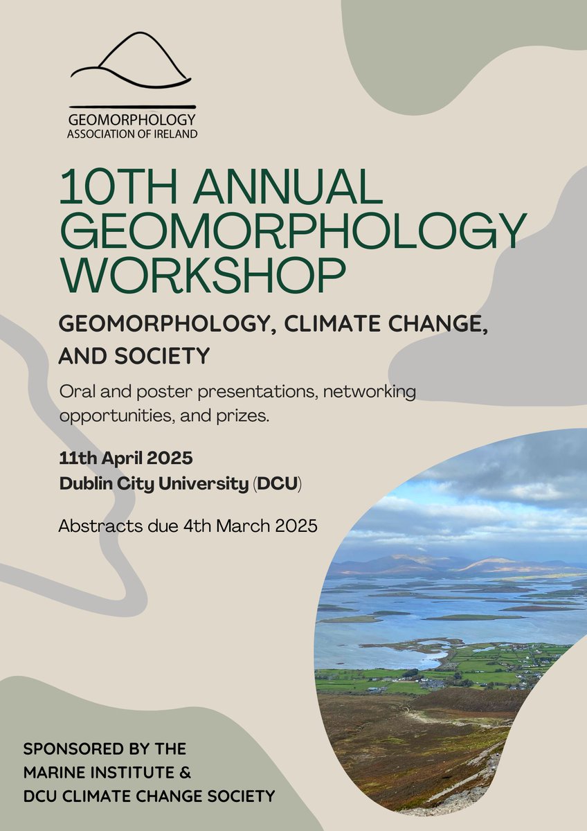 Abstracts for this year's annual geomorphology workshop are due on the 4th of March. See our website for details on how to submit: sites.google.com/view/gai-works…