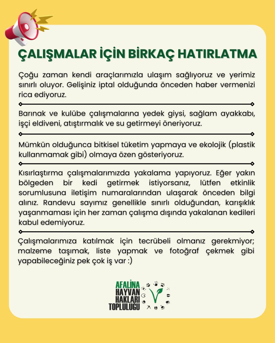 Bu pazar rotamız Angels Farm! ✨📣 
Çevre temizliği yapıp her türden hayvanla sevgi dolu bir gün geçireceğiz.

☎️Lütfen görseldeki iletişim numarasına WhatsApp’tan ulaşıp kayıt yaptırın

#angelsfarm #gönüllü #angelsfarmsanctuary #izmir #barınak  #hayvanseverler #AymYasayıİptalEt