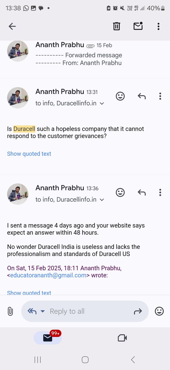 EducatorAnanth's tweet photo. @Duracell India lacks the professionalism and standards of @DuraEnergy USA. https://t.co/BeMTDeWa41