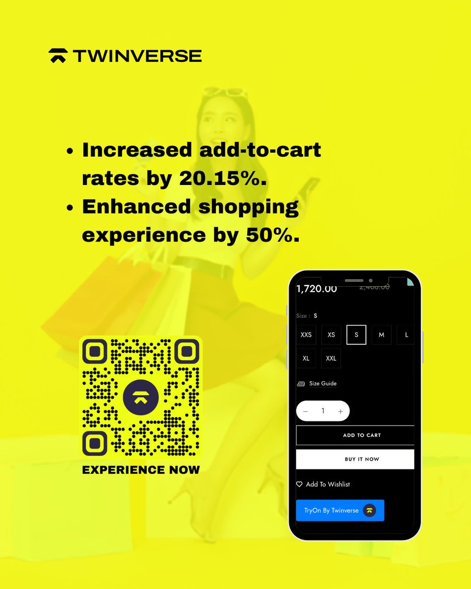 twinversetech's tweet photo. Why TwinTry? Because smart shopping starts here!
30% fewer returns – Say goodbye to wrong sizes!
2.5x higher conversions – More confidence, more sales!
71% of shoppers prefer AR shopping – Stay ahead of the trend!
#TwinverseTech #TwinTry #TryItWithTwinTry #Fashion #OnlineShopping https://t.co/W3PJKFsQue
