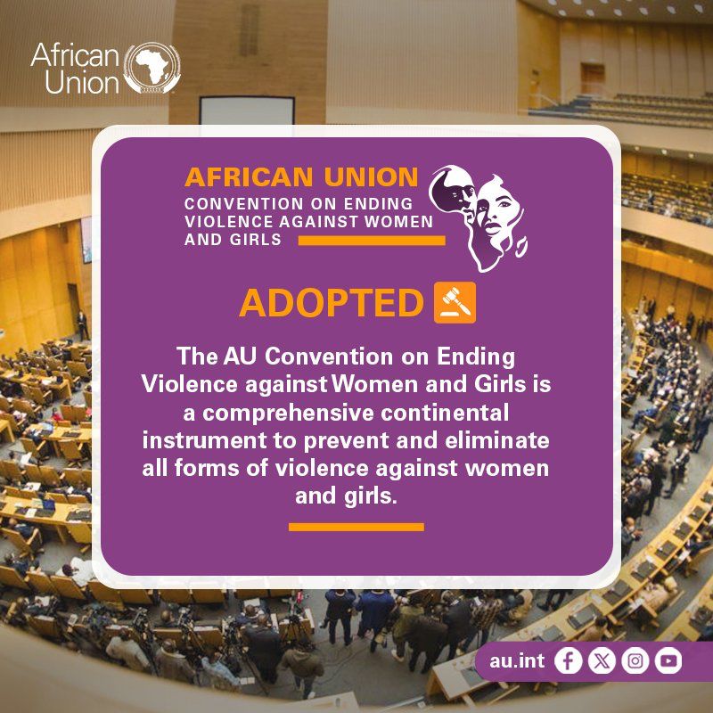 EmthonjeniWomen's tweet photo. The AU Convention on Ending VAWG is adopted! A step toward a future where no woman or girl lives in fear—but in freedom &amp; dignity.

Now, we push for full implementation to turn commitments into action! 

#EndGBV #RatifyNow #AUConvention #WomenRights" https://t.co/bu5lAaqL8D