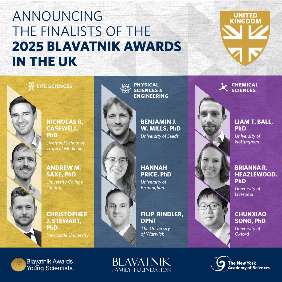 Blavatnik Awards (@blavatnikawards) on Twitter photo Announcing the Finalists 🥈of the 2025 Blavatnik Awards in the UK 🇬🇧!! Laureates will be revealed on 4 March in London blavatnikawards.org/news/items/fin…
<a href="/LSTMnews/">LSTM</a> <a href="/ucl/">UCL</a> <a href="/UniofNewcastle/">Newcastle University</a> <a href="/UniversityLeeds/">University of Leeds</a> <a href="/unibirmingham/">Uni of Birmingham</a>
<a href="/uniofwarwick/">University of Warwick</a> <a href="/UniofNottingham/">Uni of Nottingham #WeAreUoN</a> <a href="/LivUni/">University of Liverpool</a> <a href="/UniofOxford/">University of Oxford</a> #Blavatnik2025 Announcing the Finalists 🥈of the 2025 Blavatnik Awards in the UK 🇬🇧!! Laureates will be revealed on 4 March in London blavatnikawards.org/news/items/fin…
<a href="/LSTMnews/">LSTM</a> <a href="/ucl/">UCL</a> <a href="/UniofNewcastle/">Newcastle University</a> <a href="/UniversityLeeds/">University of Leeds</a> <a href="/unibirmingham/">Uni of Birmingham</a>
<a href="/uniofwarwick/">University of Warwick</a> <a href="/UniofNottingham/">Uni of Nottingham #WeAreUoN</a> <a href="/LivUni/">University of Liverpool</a> <a href="/UniofOxford/">University of Oxford</a> #Blavatnik2025