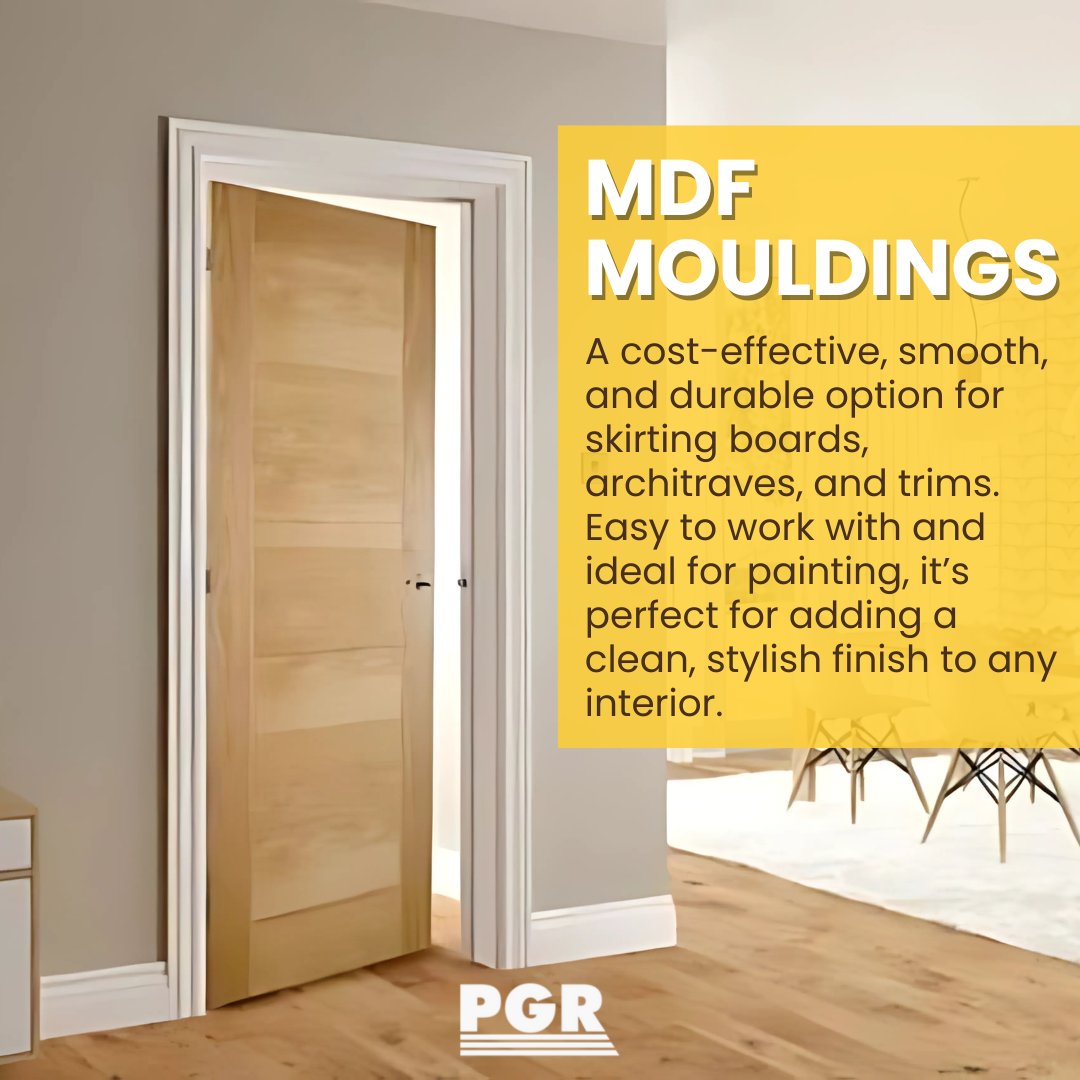 Looking for a cost-effective, smooth and durable solution for skirting boards, architraves and trims? MDF mouldings are easy to work with and paint, making them perfect for adding a clean, stylish finish to any interior.
Shop now: pgrtimber.co.uk/browse/timber-…