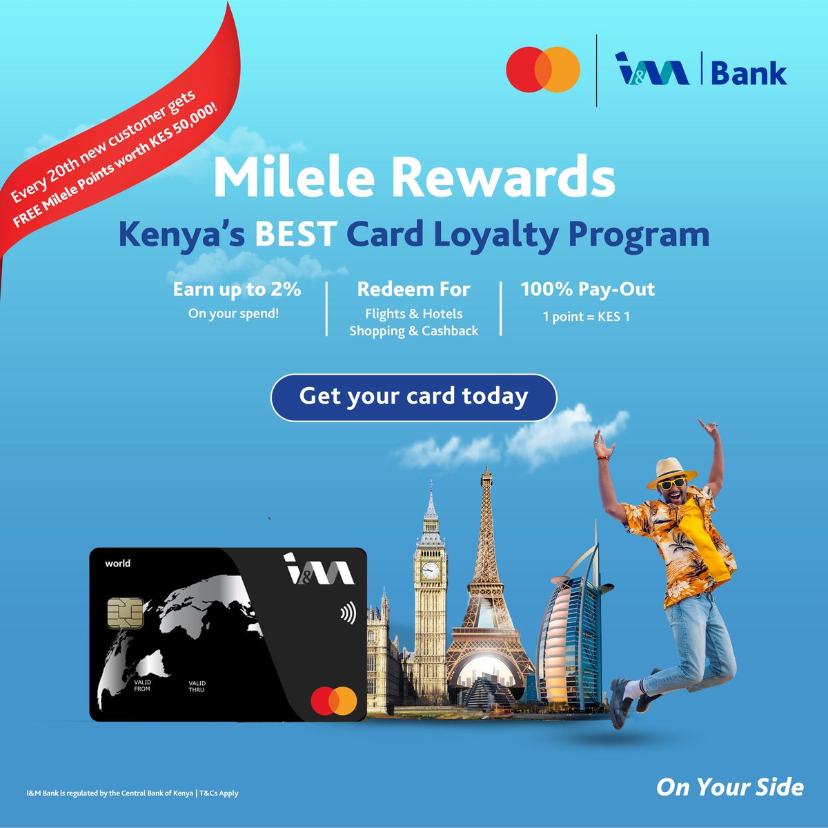 smileycherry2's tweet photo. From daily expenses to big purchases, earn Milele Points with the I&M Bank World Credit Mastercard and redeem them for premium perks.
Get Your Card Today. #IMWorldCreditCard https://t.co/Svc0mfNbdP