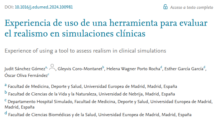 ProRealSim es una herramienta de medición de realismo desarrollada por investigadores de la <a href="/UEuropea/">Universidad Europea</a>, basada en un marco teórico que categorizó el realismo en 3 dimensiones: participante simulado, escenografía y simulador. En elsevier.es/es-revista-edu…