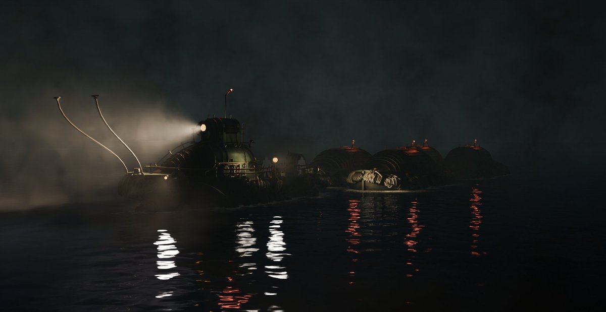 No sky above, no stars to guide — only the soft murmur of the underground river, carrying the ship deeper into the unknown.

#gamedev #indiegame #hydropunk