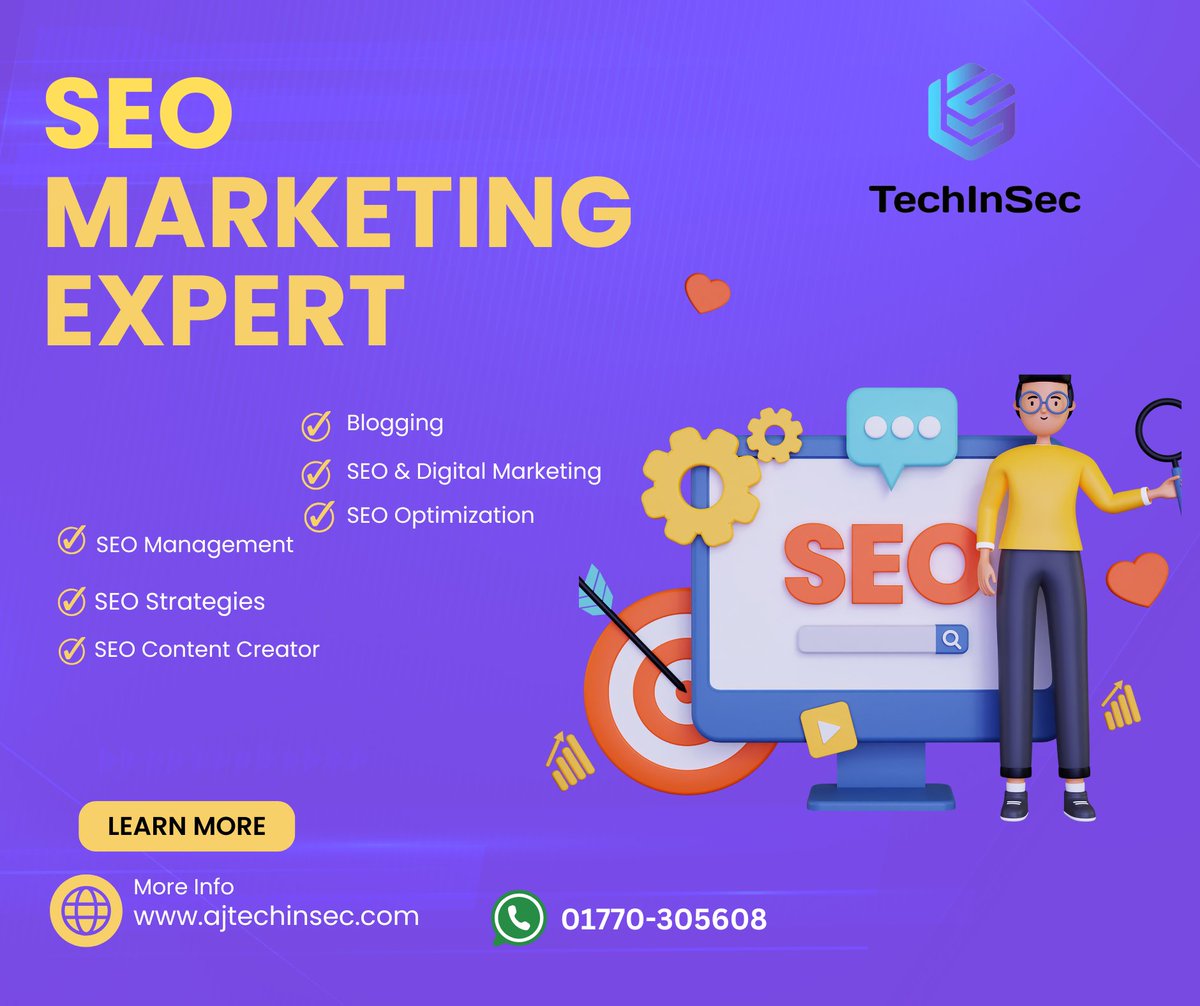 TechInSecurity's tweet image. 🚀 Boost Your Business with SEO! 🚀
🔍 Our SEO services include:
✅ SEO Management
✅ Advanced SEO Strategies
✅ Content Creation for Better Rankings
✅ Blogging & Digital Marketing
✅ Complete SEO Optimization
📞WhatsApp: 01770-305608
🌐 Visit us: ajtechinsec.com