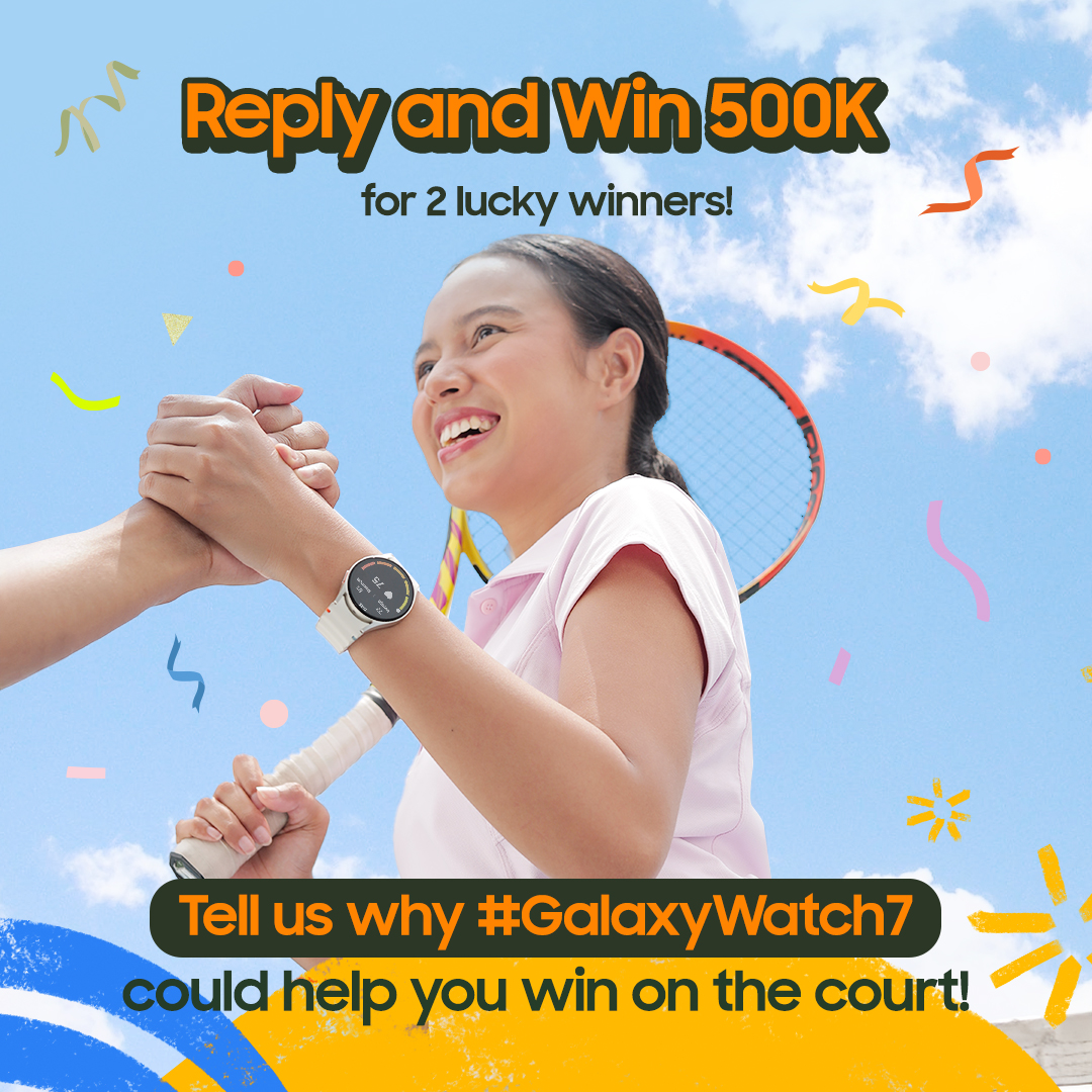 Reply &amp; win 500K! 🎾

Tell us why #GalaxyWatch7 helps you win on the court! Reply as much as you want—2 best answers win!

Example: It keeps my heart rate in check so I can push my limits! 💪

📅 Only from 19 Feb – 4 Mar!

#TenniswithGalaxyWatch7 #WatchEverydayWellness